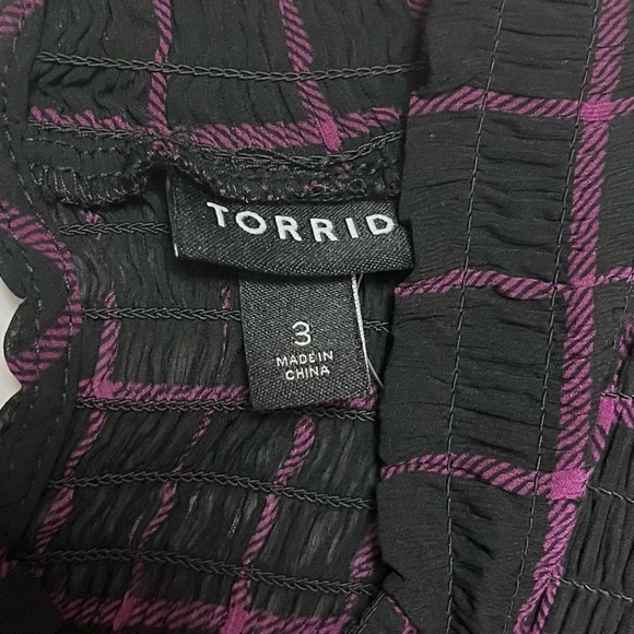Torrid Crinkle Chiffon Smocked Neck Blouse SZ 3X Windowpane Whimsigoth Victorian - Picture 8 of 14